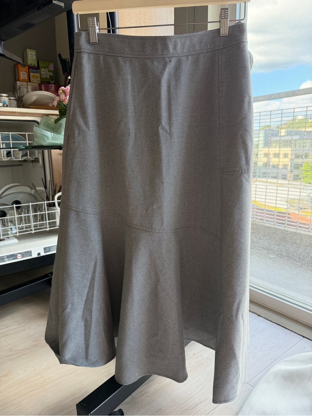 JW ANDERSON UNIQLO SIZE 6, A LINE SWING SKIRT, GRAY